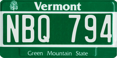 VT license plate NBQ794