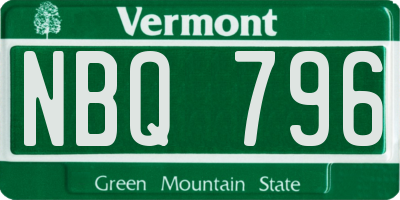 VT license plate NBQ796