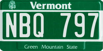 VT license plate NBQ797