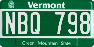 VT license plate NBQ798