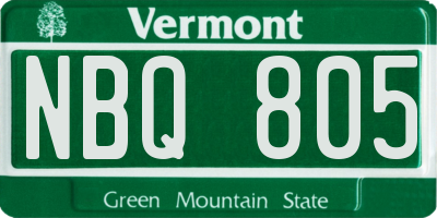 VT license plate NBQ805
