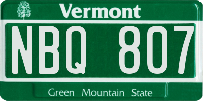 VT license plate NBQ807