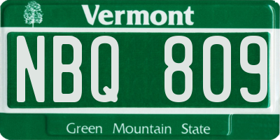 VT license plate NBQ809