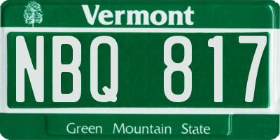 VT license plate NBQ817