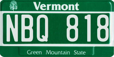 VT license plate NBQ818