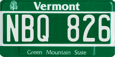 VT license plate NBQ826