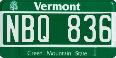 VT license plate NBQ836