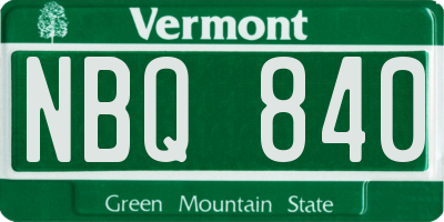 VT license plate NBQ840