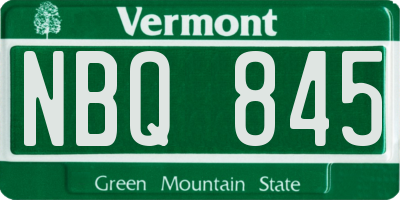 VT license plate NBQ845
