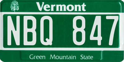 VT license plate NBQ847
