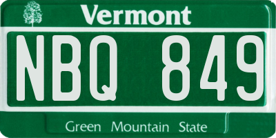 VT license plate NBQ849