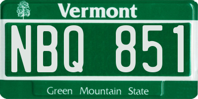 VT license plate NBQ851