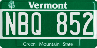 VT license plate NBQ852