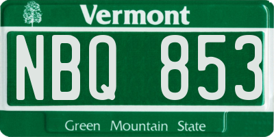 VT license plate NBQ853
