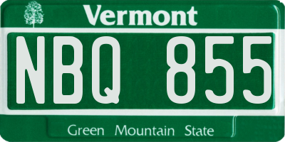 VT license plate NBQ855
