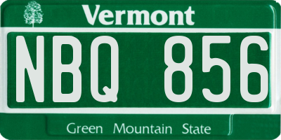 VT license plate NBQ856