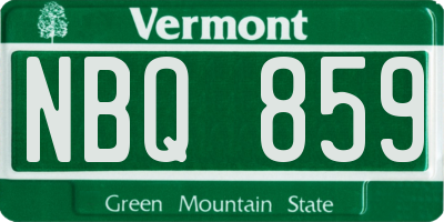 VT license plate NBQ859