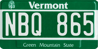VT license plate NBQ865