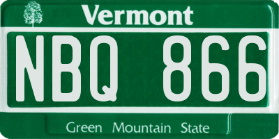VT license plate NBQ866