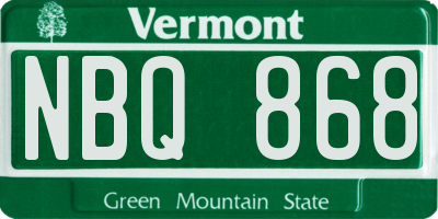 VT license plate NBQ868