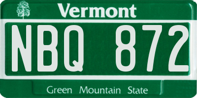 VT license plate NBQ872