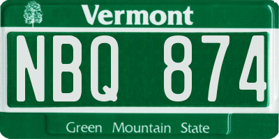 VT license plate NBQ874