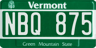 VT license plate NBQ875