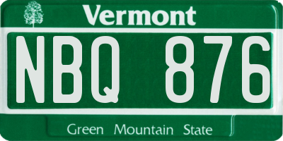 VT license plate NBQ876