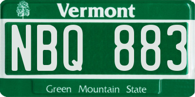 VT license plate NBQ883
