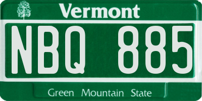 VT license plate NBQ885