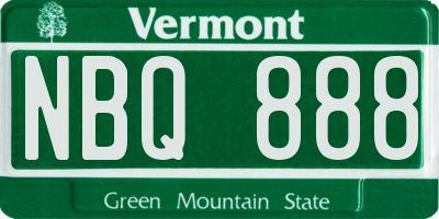 VT license plate NBQ888