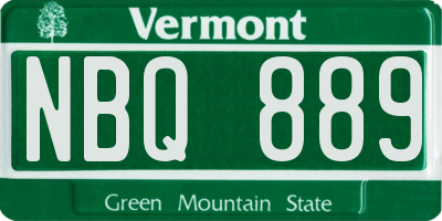 VT license plate NBQ889