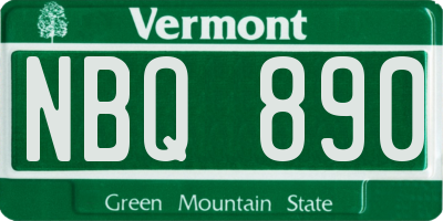 VT license plate NBQ890