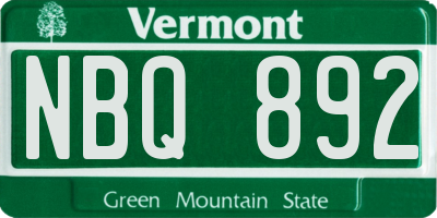 VT license plate NBQ892