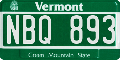 VT license plate NBQ893