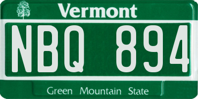 VT license plate NBQ894