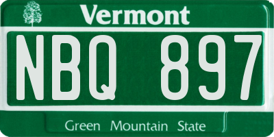 VT license plate NBQ897