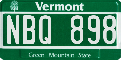 VT license plate NBQ898