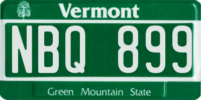 VT license plate NBQ899