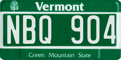VT license plate NBQ904