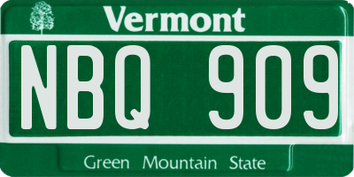 VT license plate NBQ909