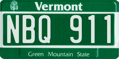 VT license plate NBQ911