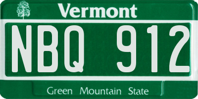 VT license plate NBQ912