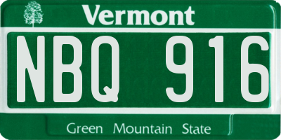 VT license plate NBQ916