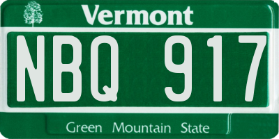VT license plate NBQ917