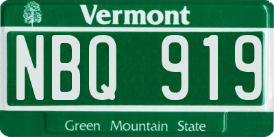 VT license plate NBQ919