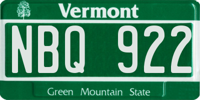 VT license plate NBQ922