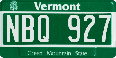 VT license plate NBQ927