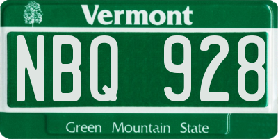 VT license plate NBQ928