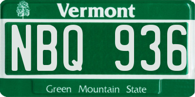 VT license plate NBQ936
